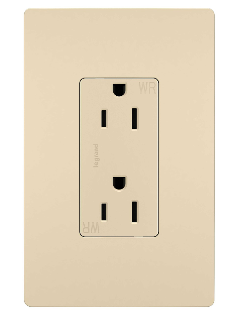 Product image for Pass & Seymour 885-TRWRI radiant® Decorator Tamper-Resistant Receptacle, Weather-Resistant, 15A 125V (5-15R), Ivory