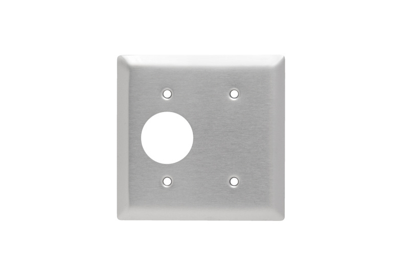 Product image for Pass & Seymour SS147 2Gang Wall Plate, Blank / Single Receptacle, Standard - 302/304 Stainless Steel