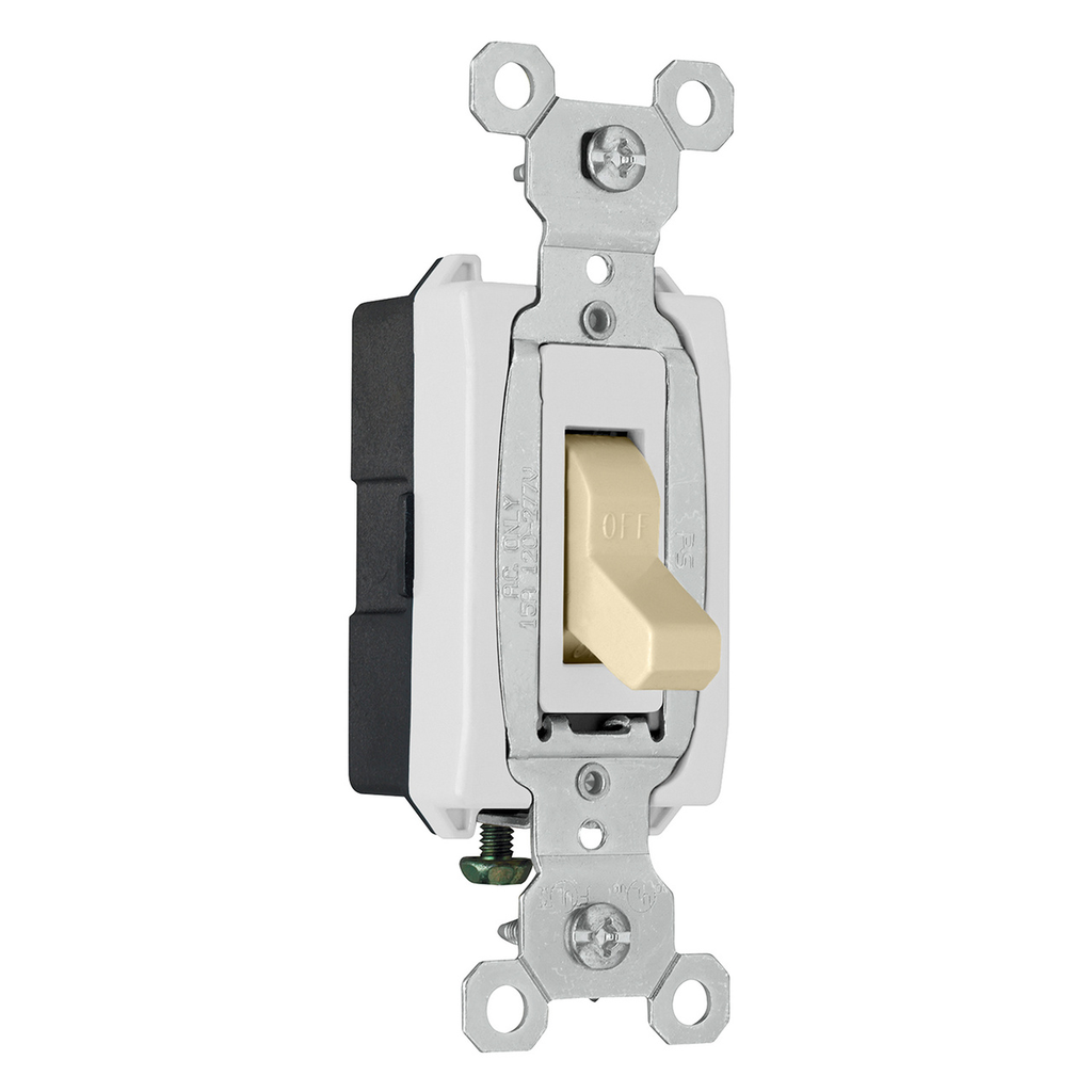 Product image for Pass & Seymour CSB15AC1-I Construction 1 Pole Switch, Back & Side Wire, 15Amp, 120/277 Volt, Ivory
