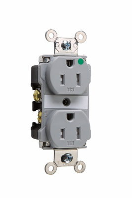 Product image for Pass & Seymour TR62HGRY Gray Back and Side Wire 15 Amp 125 Volt Tamper Resistant Hospital Grade Receptacles