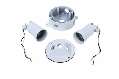 Product image for Pass & Seymour WPFLDKIT-W White Weatherproof Dual Floodlight Kit