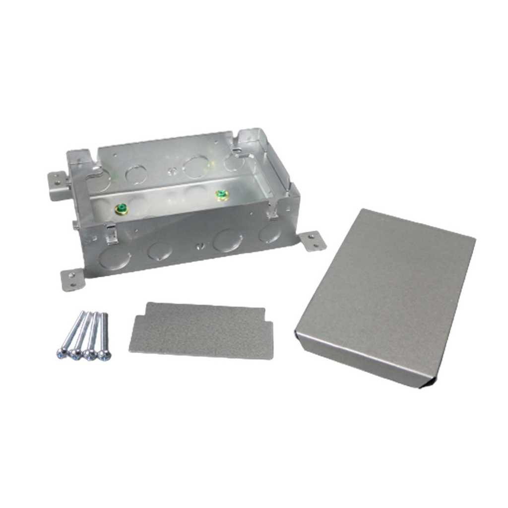 Product image for Wiremold 880M2 1/2 x 3/4" 80 In? 2-Gang Shallow Stamped Steel Floor Box