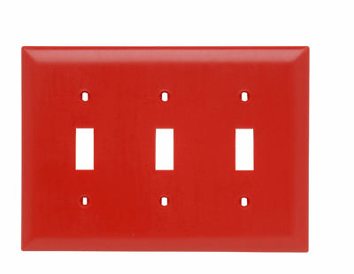 Product image for Pass & Seymour TP3-RED 3Gang Wall Plate, Toggle Switch, Nylon, Standard - Red