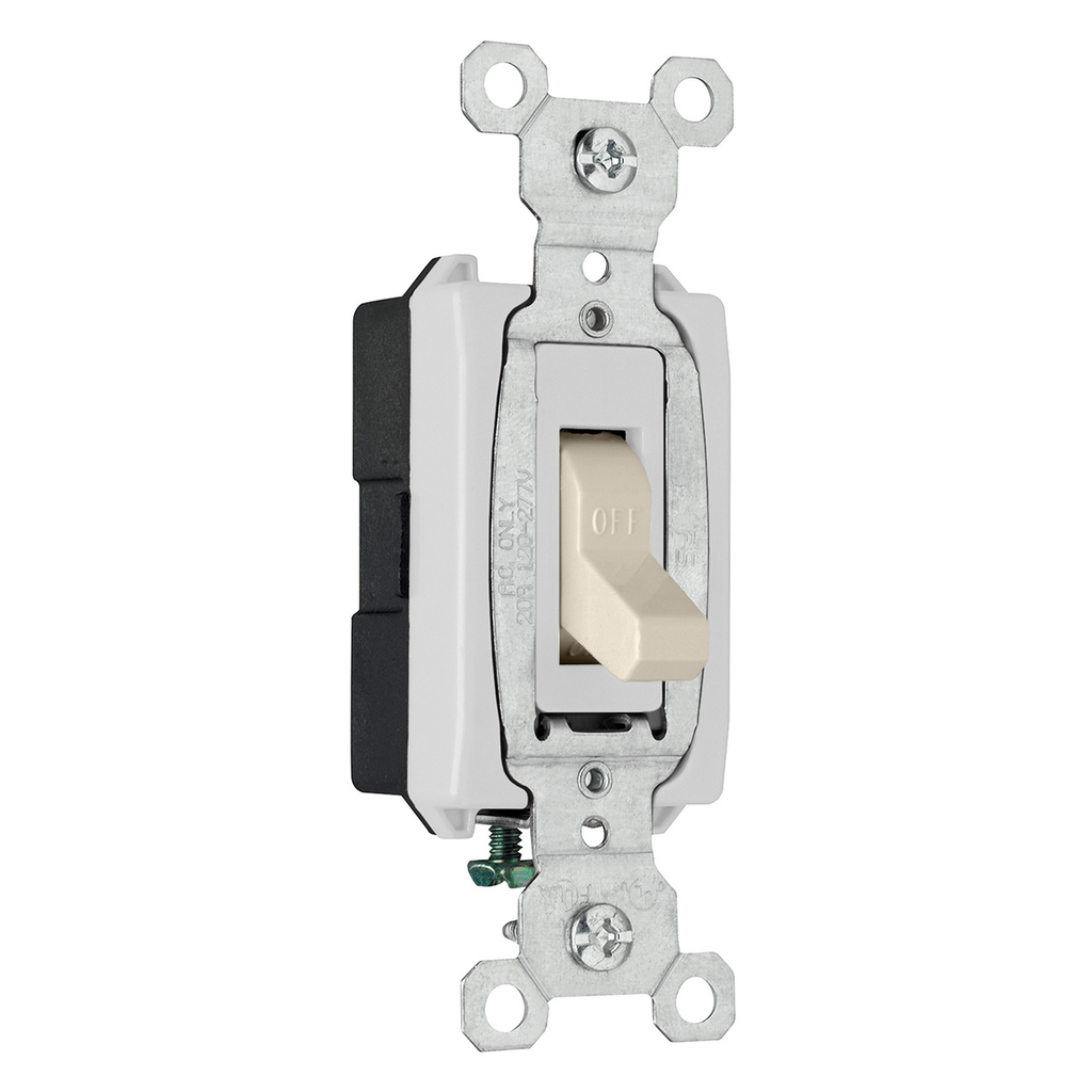 Product image for Pass & Seymour CSB20AC1-LA Construction 1pole Switch, Back & Side Wire, 20A 120/277V - Light Almond