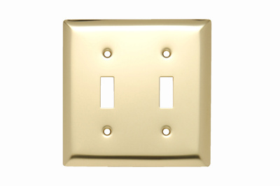 Product image for Pass & Seymour SB2-PB 2Gang Wall Plate, Toggle, Standard - Polished Brass