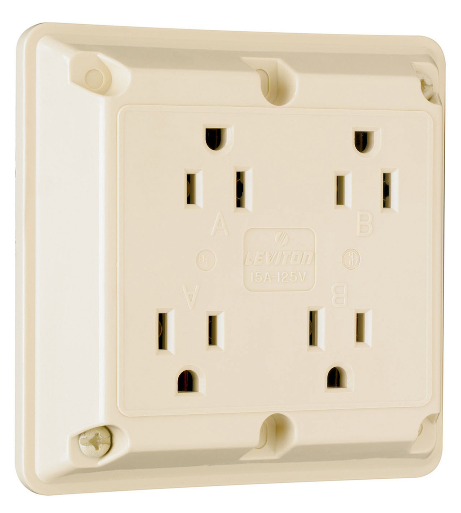 Product image for Pass & Seymour 415-I Specification Grade Quad Receptacle, 15A 125v - Ivory