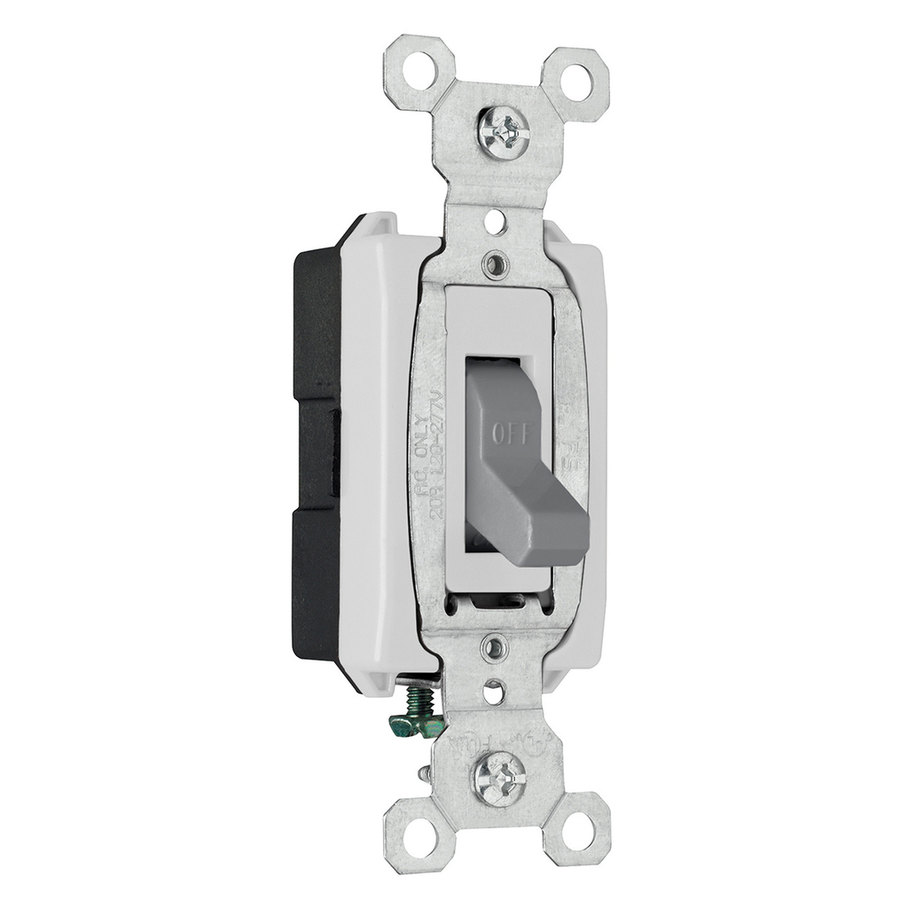 Product image for Pass & Seymour CSB20AC1-GRY Construction 1pole Switch, Back & Side Wire, 20A 120/277V - Gray