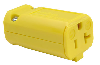 Product image for Pass & Seymour PS5369-Y 20 Amp 125 Volt 2-Pole 3-Wire NEMA 5-20R Yellow Nylon Polarized Straight Blade Connector