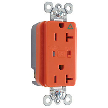 Product image for Pass & Seymour IG5362-OSP Isolated Ground Surge Protective Duplex Receptacle, Back & Side Wire, 20A 125V - Orange