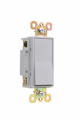 Product image for Pass & Seymour 2622-GRY Double Pole, Back and Side Wire, Decorator Switch, 20 amps, 120/277V -Gray.