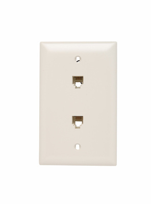 Product image for On-Q TPTE2-LA 1-Gang 2-RJ11 Modular Telephone Jack Light Almond Standard Communication Wallplate