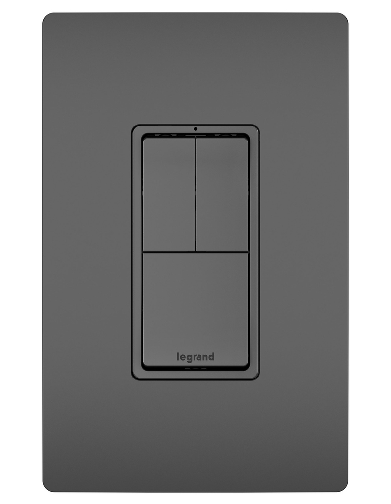 Product image for Pass & Seymour RCD113BK Radiant Combination (2) Single Pole and (1) 3-Way Switches, 15A 120V - Black