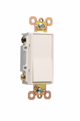 Product image for Pass & Seymour 2622-W Double Pole, Back And Side Wire, Decorator Switch, 20 Amps, 120/277 Volts, White.