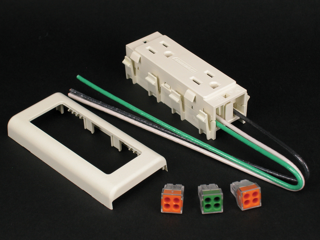 Product image for Wiremold V2427GA 2-1/16 x 4-1/2" 125 Volt 15 Amp 3-Wire NEMA 5-15R Steel 2-Channel Raceway Duplex Receptacle