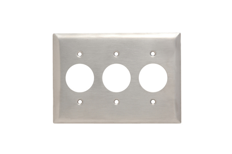 Product image for Pass & Seymour SS73 3Gang Wall Plate, 3-Single Receptacle, 302/304 Stainless Steel