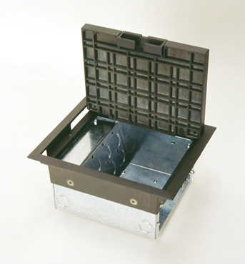 Product image for Wiremold AC8105 6-Gang Raised Floor Box with Gray Carpet Style Lid
