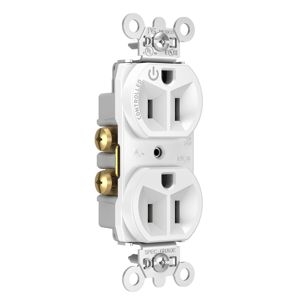 Product image for Pass & Seymour 5262CH-W 15A 125V Half Control Duplex Outlet White