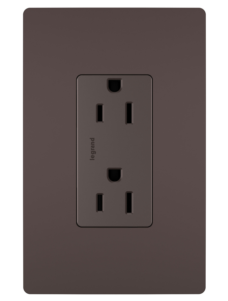 Product image for Pass & Seymour 885-TRDBCC12 radiant® Decorator Tamper-Resistant Receptacle, 15A 125V (5-15R), Dark Bronze