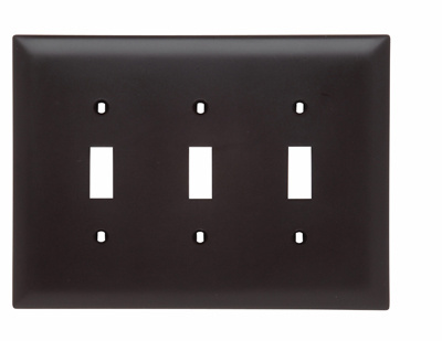 Product image for Pass & Seymour TPJ3 3Gang Wall Plate, Toggle Switch, Nylon, Jumbo - Brown