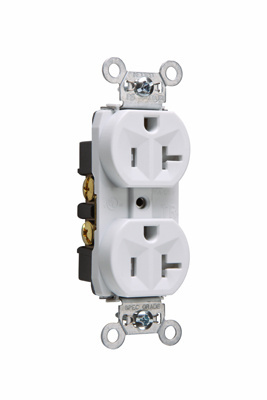 Product image for Pass & Seymour TR5362-W Tamper-Resistant Hard Use Spec Grade Duplex Receptacle Back & Side Wire 20Amp 125Volt White
