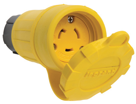Product image for Pass & Seymour 27W47 Turnlok® Watertight Connector, 20A 125V, L5-20R, NEMA 4X/6P, IP65/66/67 - Yellow
