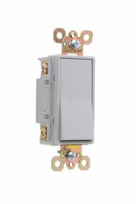 Product image for Pass & Seymour 2624-GRY Four-Way, Back and Side Wire, Decorator Switch, 20 amps, 120/277V -Gray.