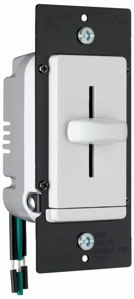 Product image for Wattstopper LSDH16-WV 120 Volt 1.6 Amp 300 W 1-Pole 4-Speed White Thermoplastic Decorator Fan Speed Control Dimmer
