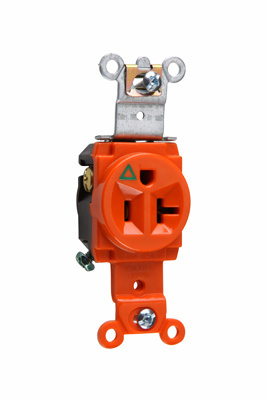 Product image for Pass & Seymour IG5361 Isolated Ground Heavy-Duty Spec Grade Single Receptacle, Back & Side Wire, 20A 125V - Orange