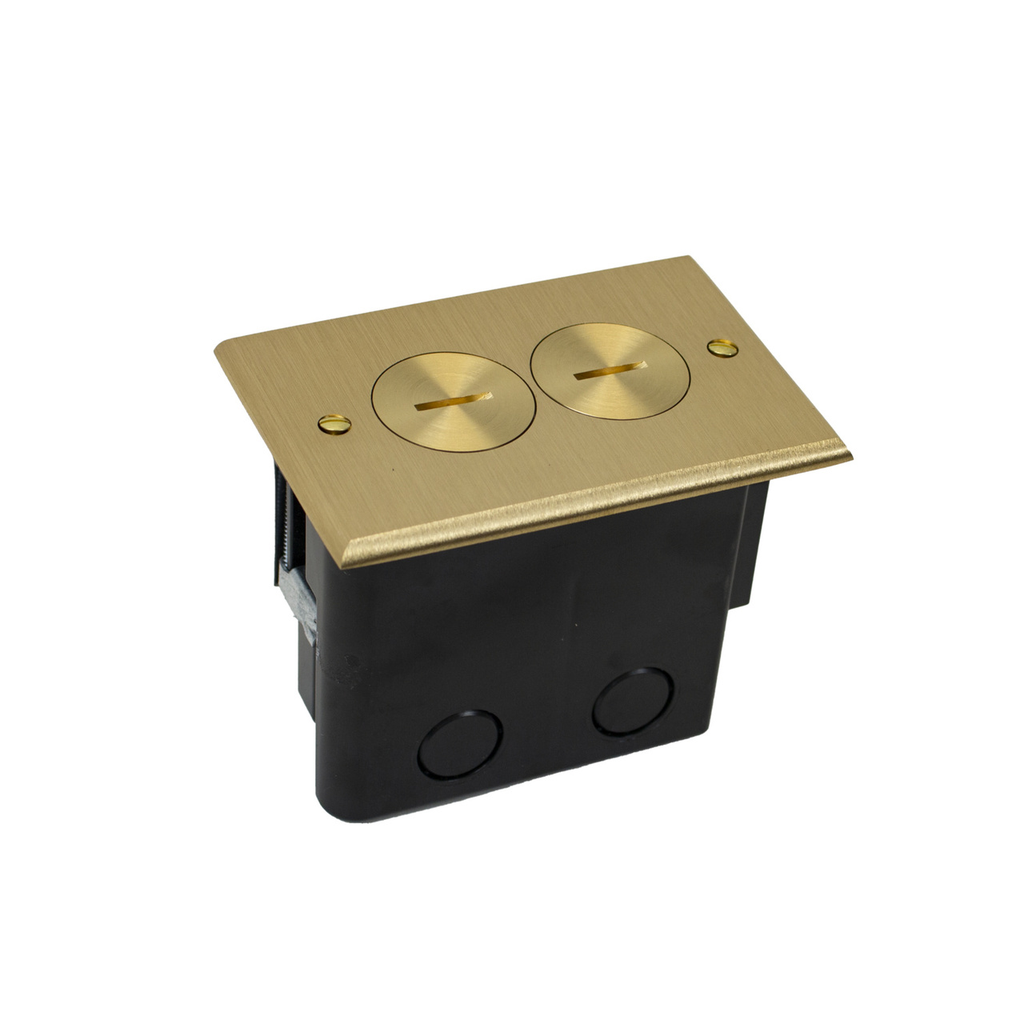 Product image for Wiremold WMFB1DRB 1-Gang 15 Amp Brass Duplex Receptacle Floor Box Assembly