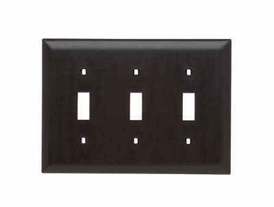 Product image for Pass & Seymour TP3 3Gang Wall Plate, Toggle Switch, Nylon, Standard - Brown