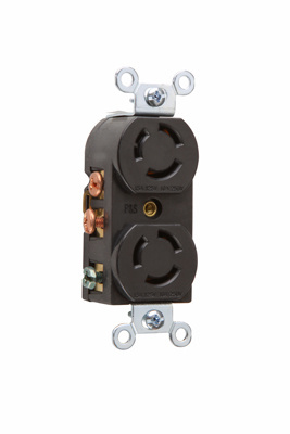 Product image for Pass & Seymour 7580-G 15 Amp at 125 Volt 10 Amp at 250 Volt 3-Wire Non-NEMA Nylon Locking Duplex Receptacle