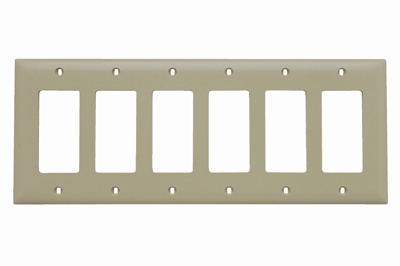 Product image for Pass & Seymour TP266-I 6Gang Wall Plate, Decorator, Nylon, Standard - Ivory