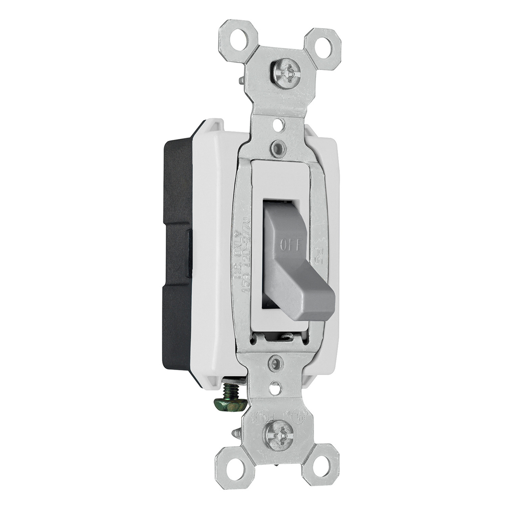 Product image for Pass & Seymour CSB15AC1-GRY Construction 1pole Switch, Back & Side Wire, 15A 120/277 V - Gray