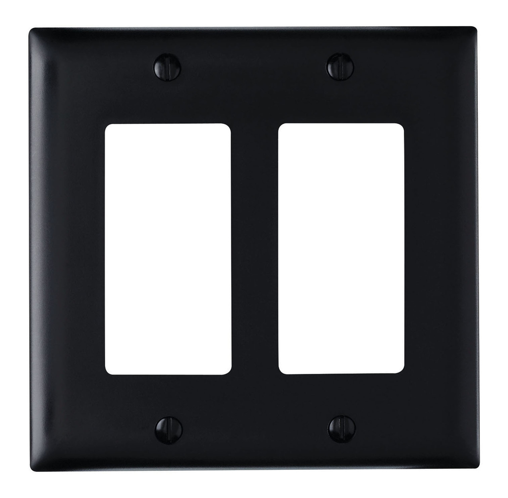 Product image for Pass & Seymour TP262-BK 2Gang Wall Plate, Decorator, Nylon, Standard - Black