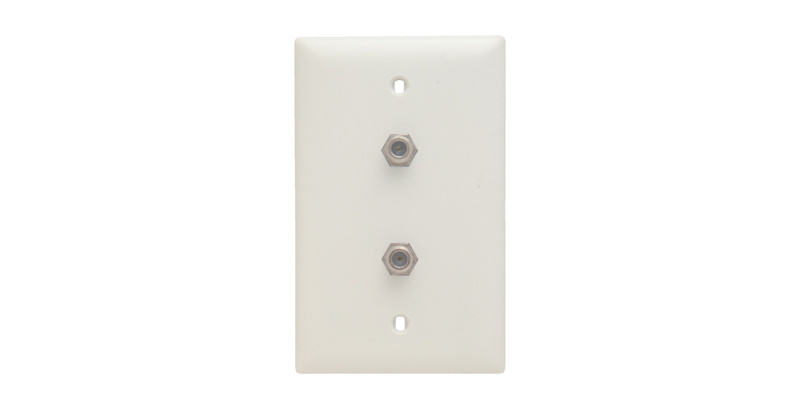 Product image for On-Q TPCATV2-W 1-Gang 2-F Coaxial Connector White Nickel Plated Steel Standard Communication Wallplate