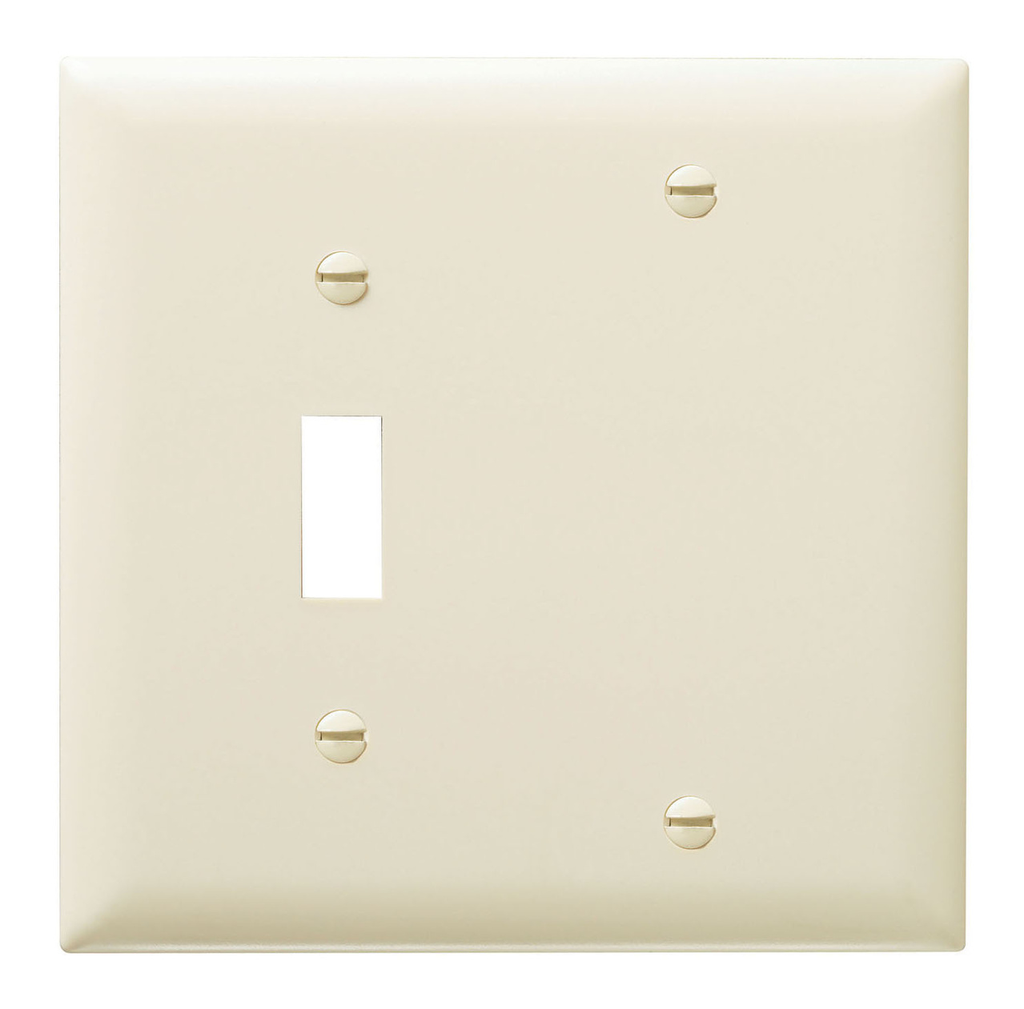 Product image for Pass & Seymour TP113-LA 2Gang Wall Plate, Toggle Switch / Blank, Nylon, Standard - Light Almond