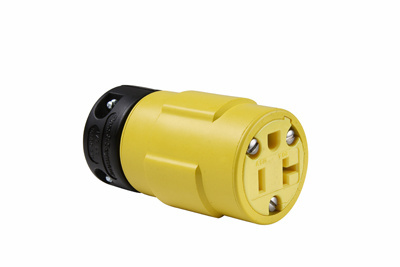 Product image for Pass & Seymour 1533 20 Amp 125 Volt 2-Pole 3-Wire NEMA 5-20R Yellow Rubber Polarized Straight Blade Connector