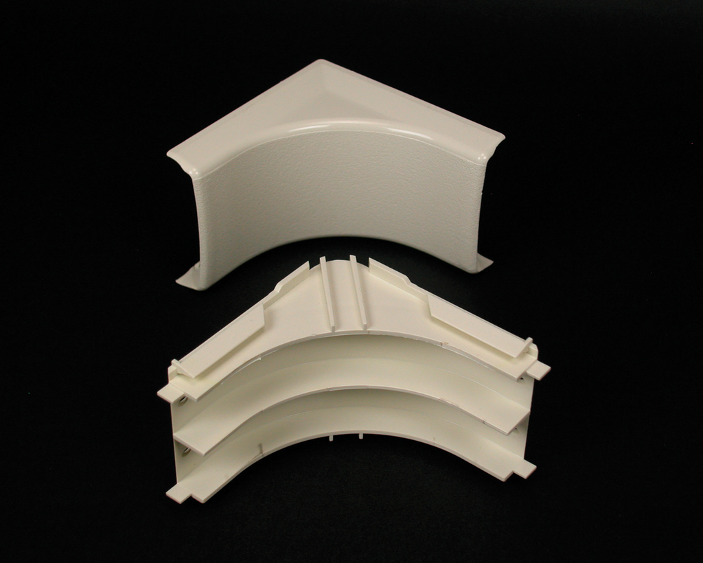 Product image for Wiremold 2317DFO 3-1/2" Ivory Non-Metallic 1-Channel Raceway Radiused Divided Internal Elbow