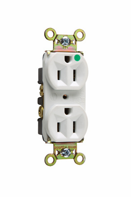Product image for Pass & Seymour 8200-HW Heavy-Duty Hospital Grade Compact Design Duplex Receptacle Back & Side Wire 15Amp 125Volt, White