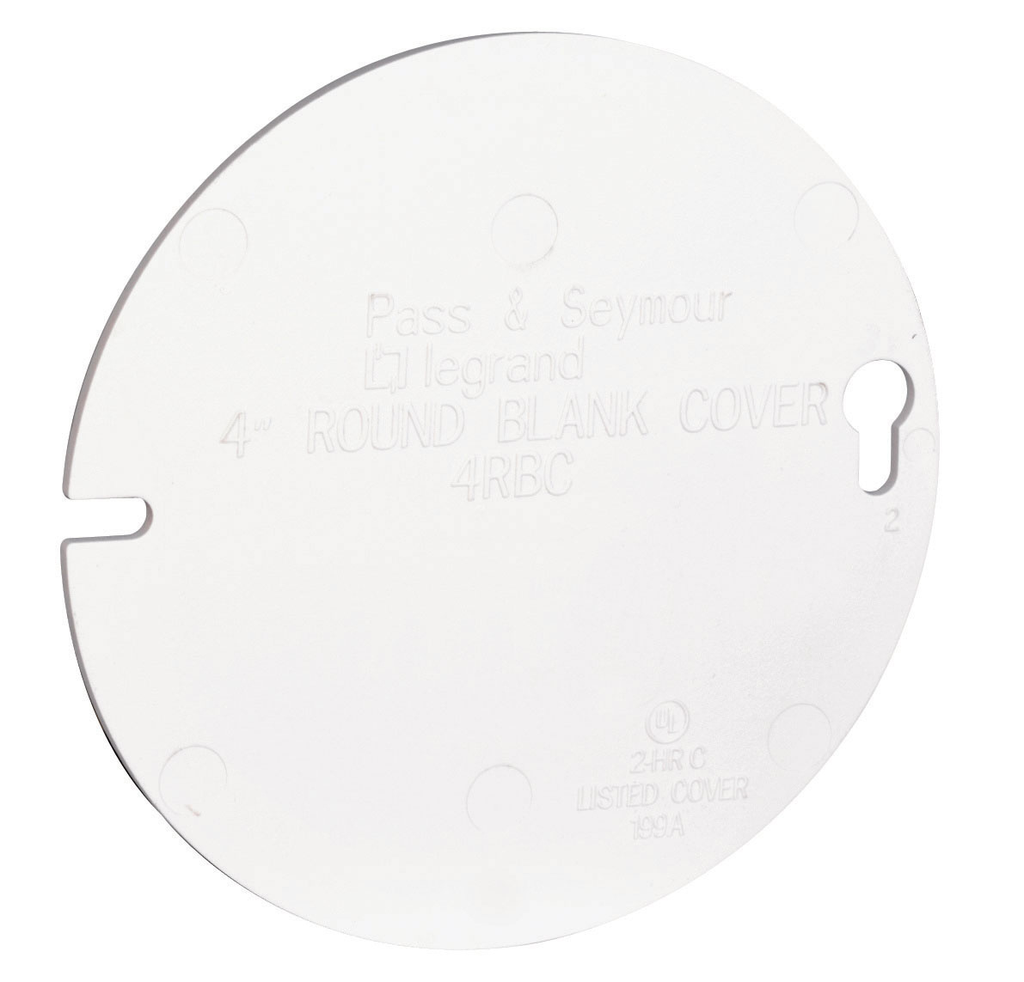 Product image for Pass & Seymour 4RBC-W 4" Round Flat Blank Box Cover, White