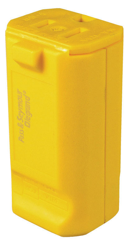 Product image for Pass & Seymour PS5969-Y 15 Amp 125 Volt 2-Pole 3-Wire NEMA 5-15R Yellow Nylon Straight Blade Connector