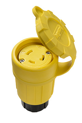 Product image for Pass & Seymour 29W47 Turnlok® Watertight Connector, 30A 125V, L5-30R, NEMA 4X/6P, IP65/66/67 - Yellow