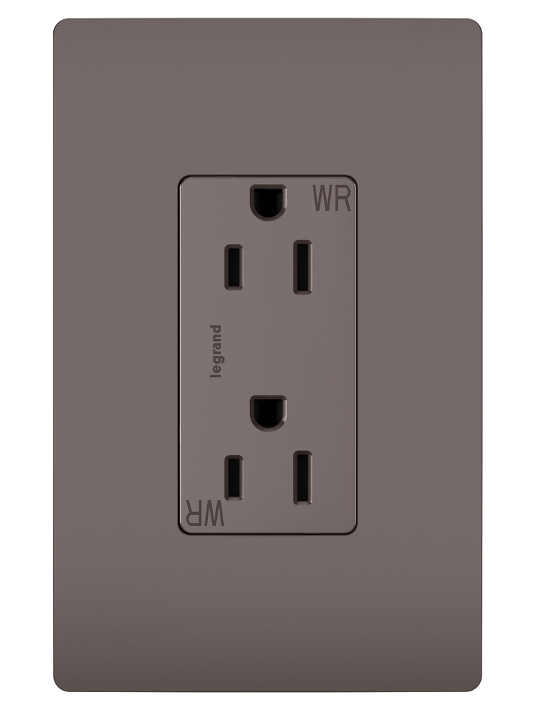 Product image for Pass & Seymour 885-TRWR radiant® Decorator Tamper-Resistant Receptacle, Weather-Resistant, 15A 125V (5-15R), Brown