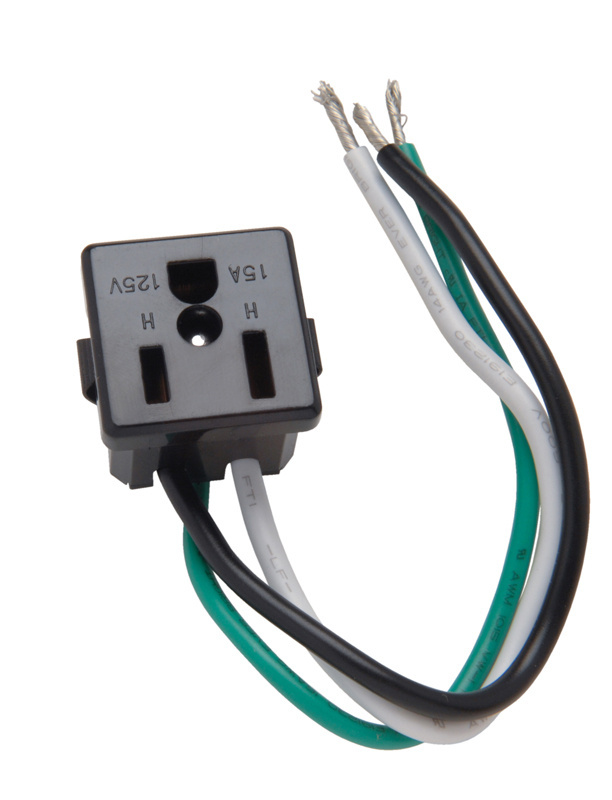 Product image for Pass & Seymour 1374-1 15A 125VAC NEMA 5-15R Plastic Snap-In Receptacle - Black