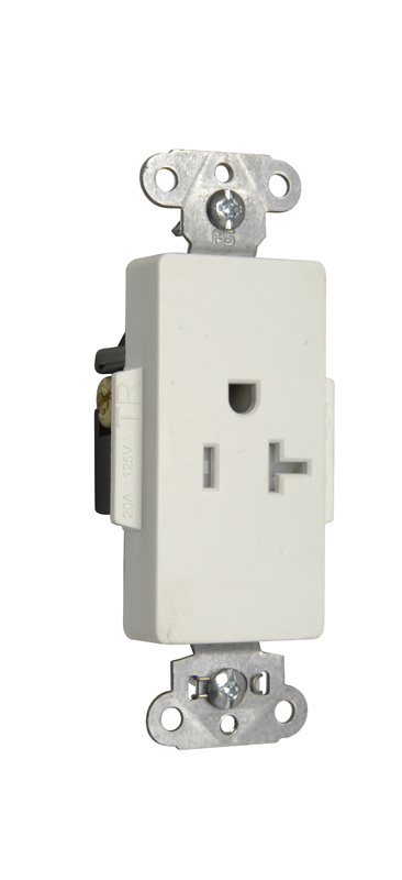 Product image for Pass & Seymour TR26361-W 20 Amp 125 VAC 2-Pole 3-Wire NEMA 5-20R White Nylon Face Tamper-Resistant Single Receptacle