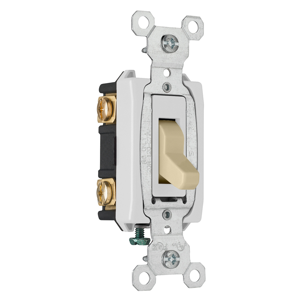 Product image for Pass & Seymour CSB20AC3-I Construction 3Way Switch, Back & Side Wire, 20Amp 120/277Volt, Ivory