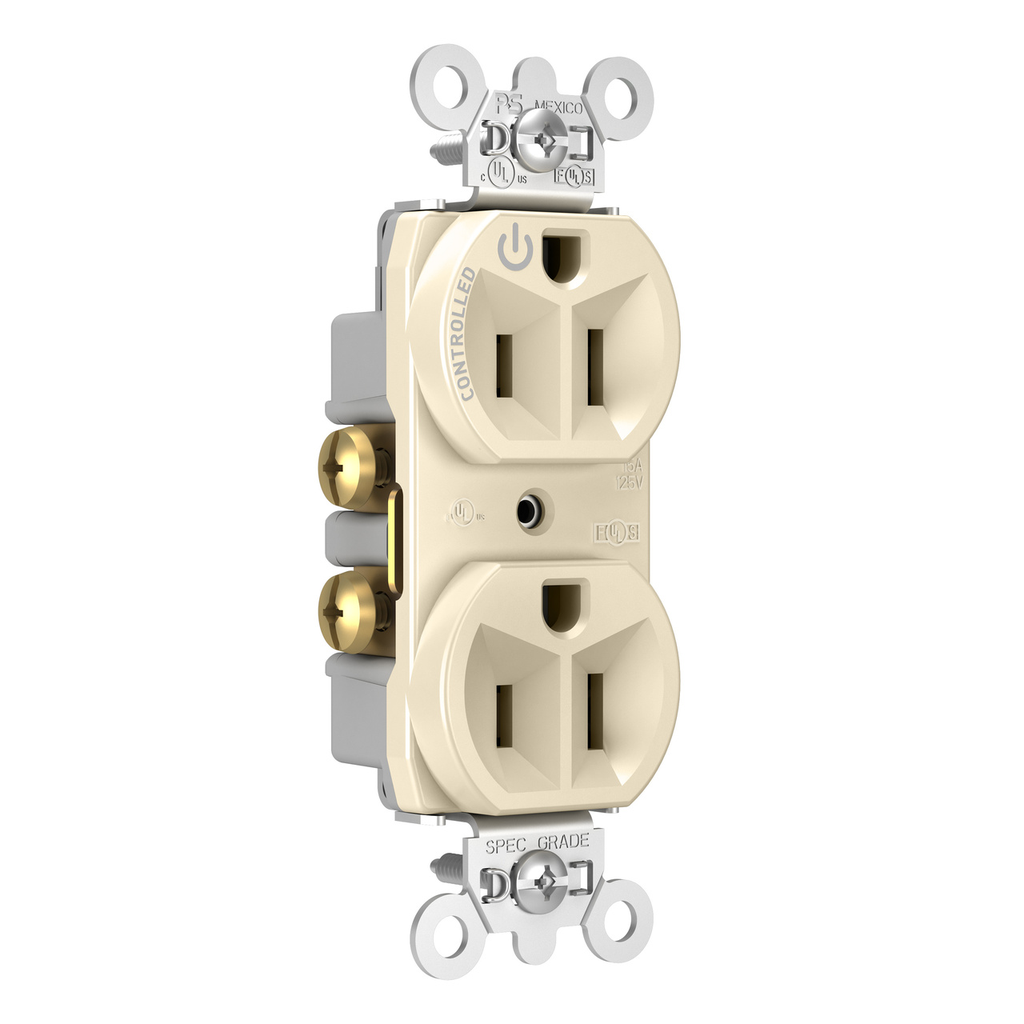 Product image for Pass & Seymour 5262CH-LA 15A 125V Half Control Duplex Outlet Light Almond