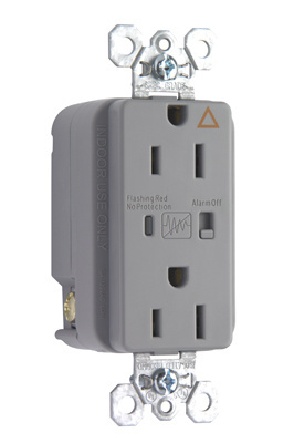 Product image for Pass & Seymour IG5262-GRYSP Isolated Ground Surge Protective Duplex Receptacle, Back & Side Wire, 15A 125V - Gray