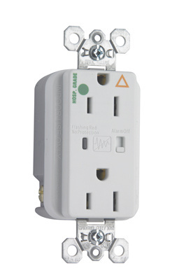 Product image for Pass & Seymour IG8200-WSP Hospital Grade Isolated Ground Surge Protective Duplex Receptacle, Back & Side Wire, 15A 125V - White
