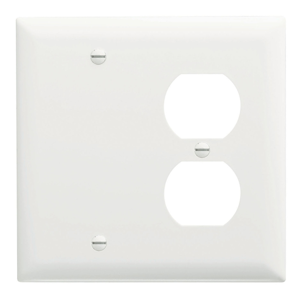 Product image for Pass & Seymour TP138-W 2Gang Wall Plate, Blank / Duplex Receptacle, Nylon, Standard - White